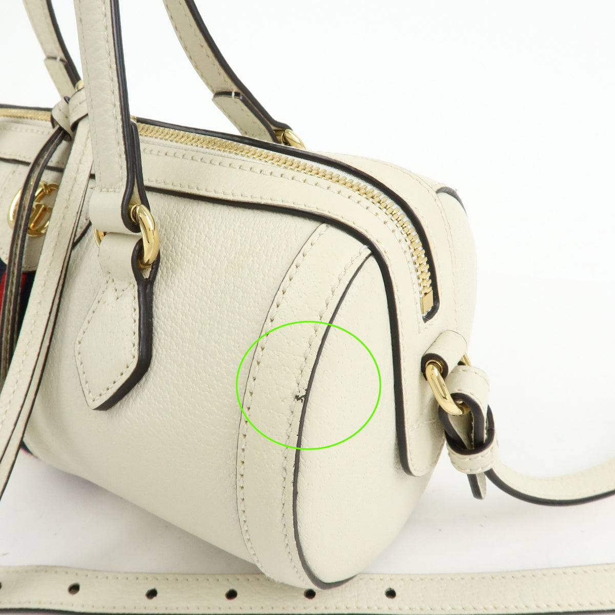Gucci Ophidia Boston Leather, White, Leather, Handbag