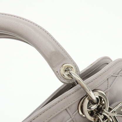 Christian Dior Granville Satchel Cannage Quilt Leather, Purple, Leather, Handbag
