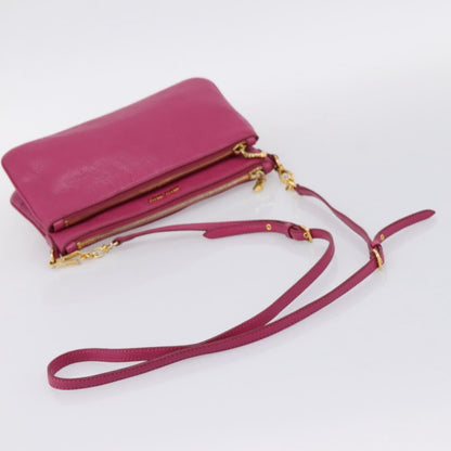 Miu Miu Madras Double Zip Leather, Pink, Leather, Crossbody Bag