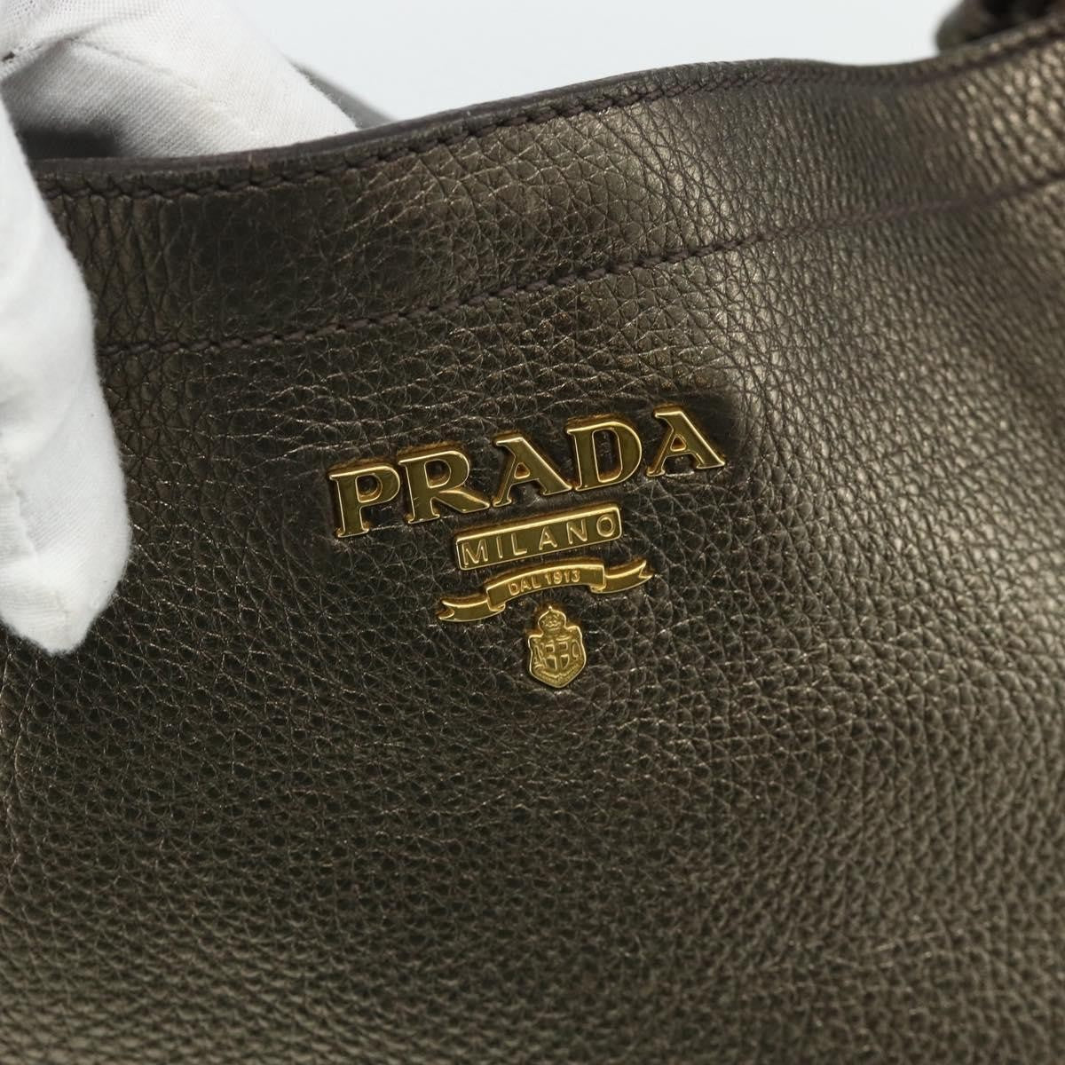 Prada Side Pocket Hobo Vitello Daino, Gold, Leather, Shoulder Bag