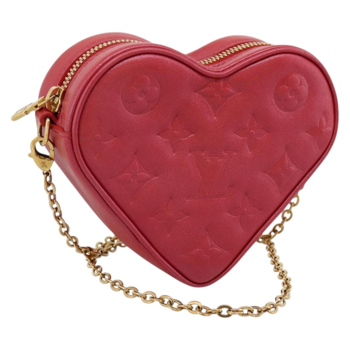 Louis Vuitton Coeur Heart on Chain Monogram Embossed Lambskin, Red, Leather, Clutch