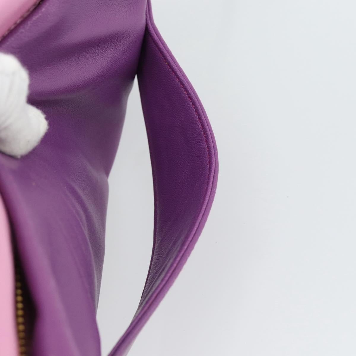 Prada Fold Over Chain Flap Soft Calf, Purple, Leather, Handbag