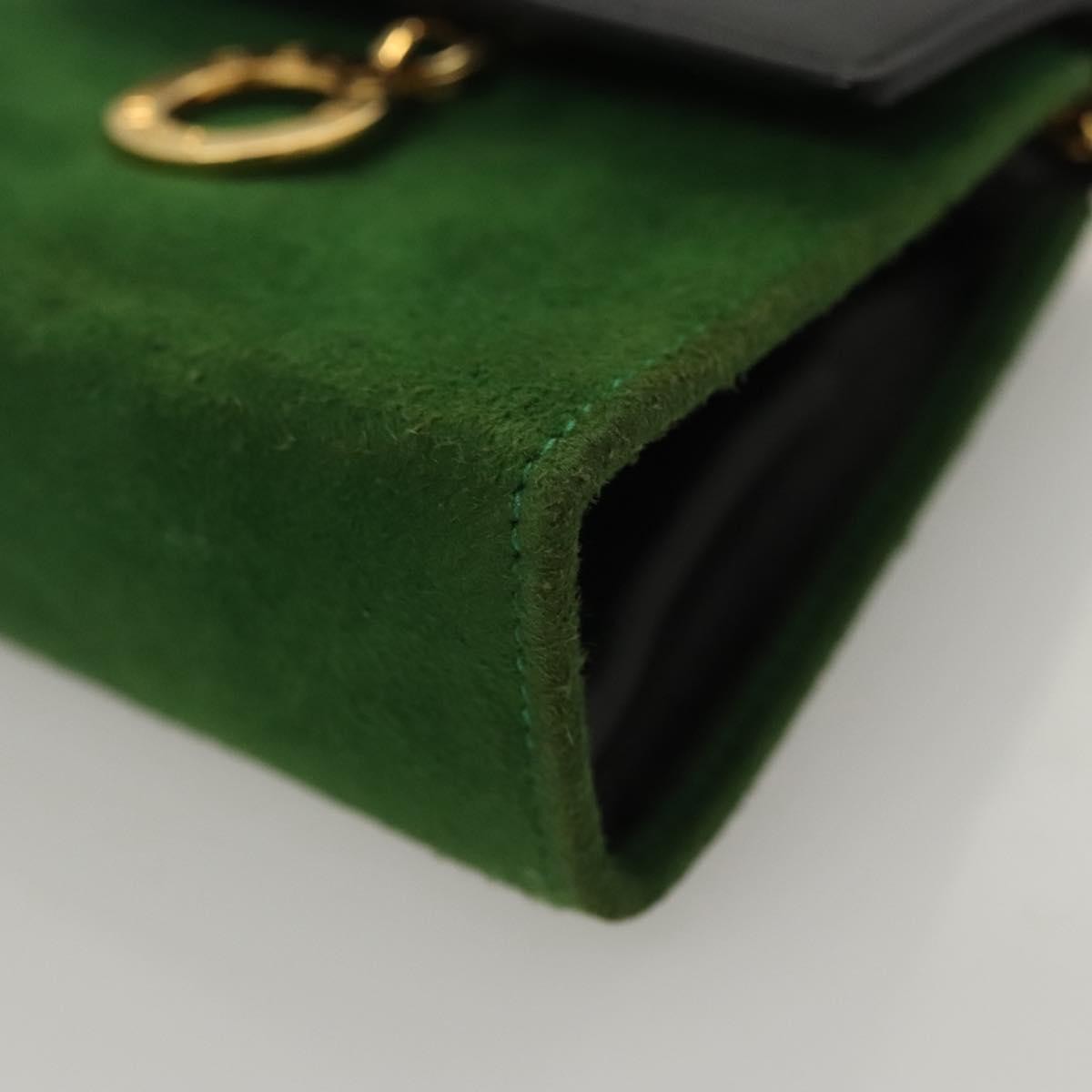 Celine Circle Logo Suede, Green, Suede, Clutch