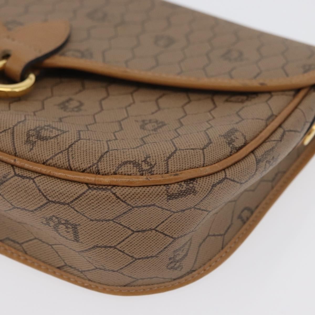 Christian Dior Vintage Honeycomb Canvas and Leather, Beige, Canvas, Shoulder Bag