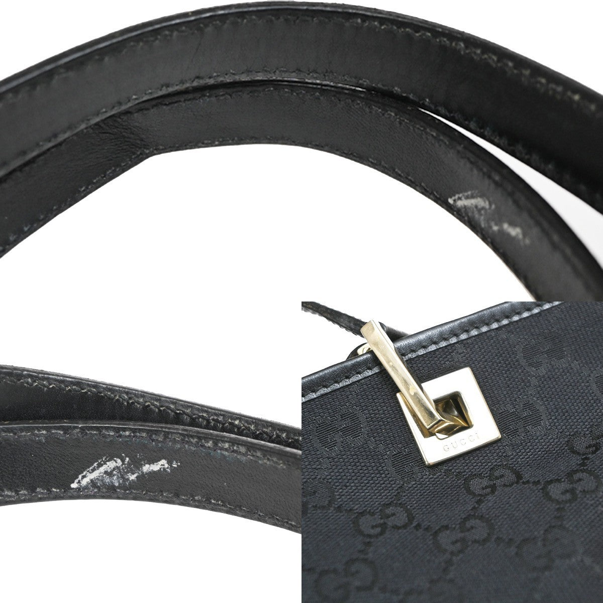 Gucci Vintage Bucket Shopping GG Canvas, Black, Canvas, Tote Bag