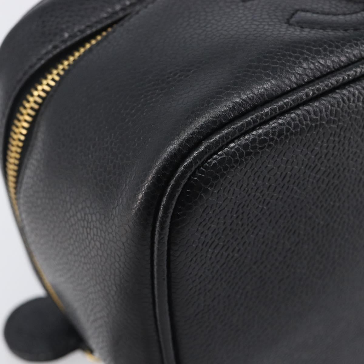 Chanel Vintage Timeless Cosmetic Case Caviar, Black, Leather, Clutch