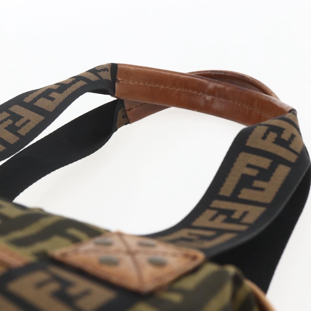 Fendi Vintage FF Zip Zucca Canvas, Brown, Canvas, Tote Bag