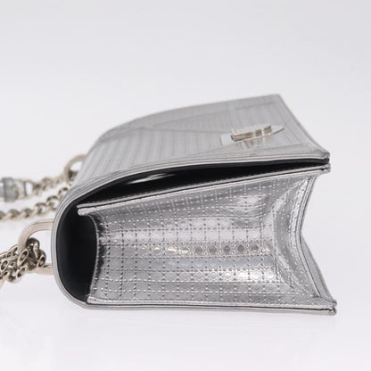 Christian Dior Diorama Flap Patent, Silver, Patent Leather, Handbag