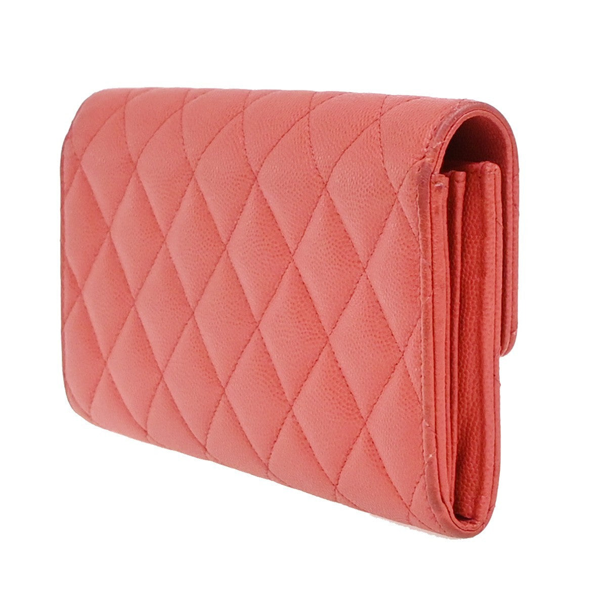Chanel CC French Flap Quilted Calfskin, Red, Leather, Wallet