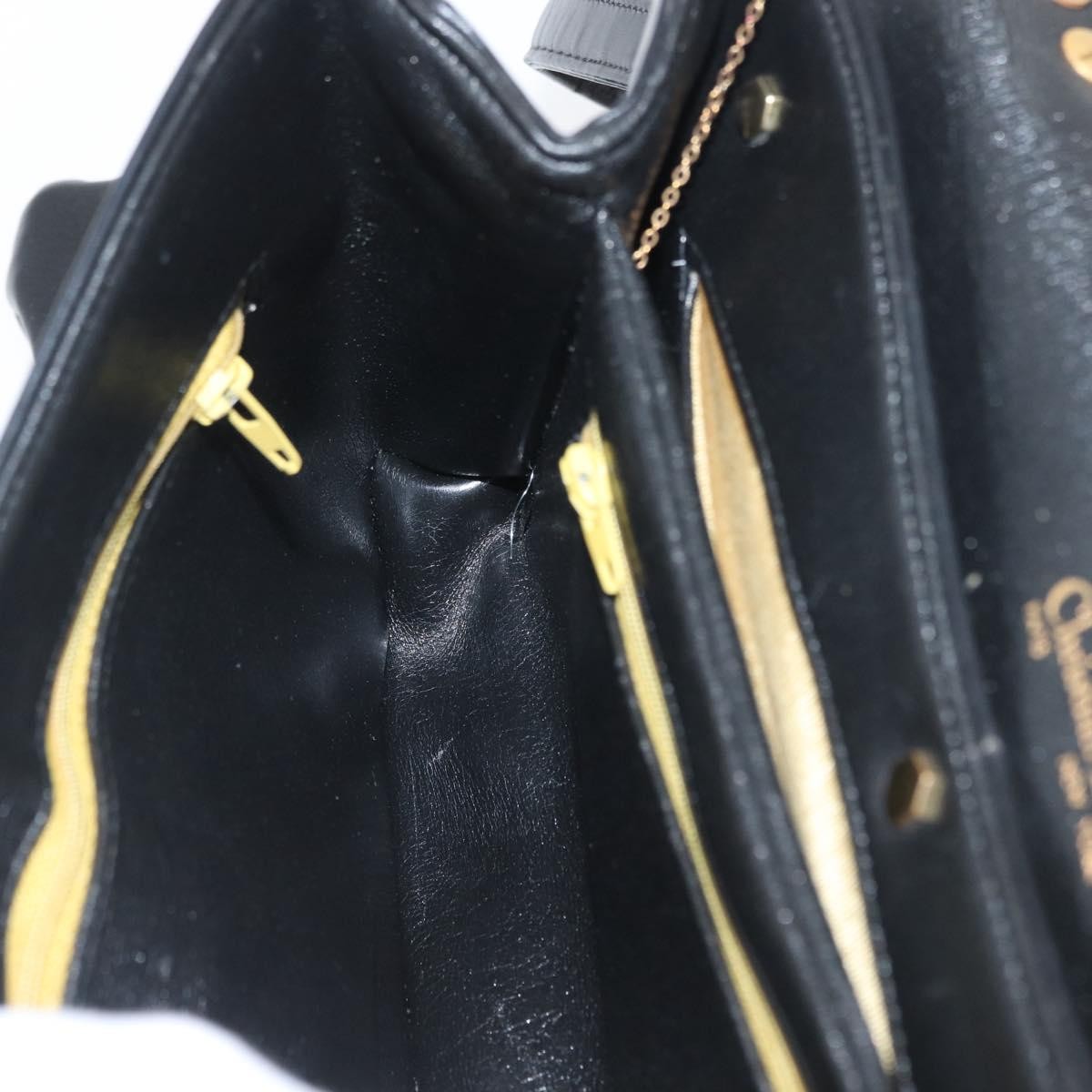 Christian Dior Vintage CD Logo Leather, Black, Leather, Shoulder Bag