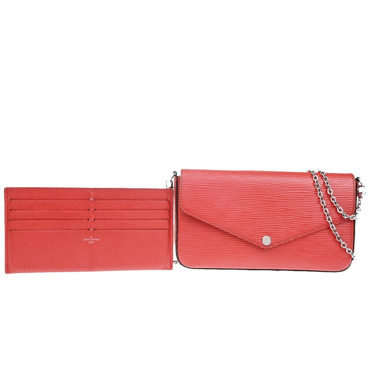 Louis Vuitton Felicie Chain Epi Leather, Red, Leather, Clutch