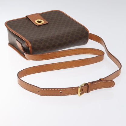 Celine Vintage Macadam Circle Logo Canvas and Leather, Brown, Canvas, Shoulder Bag