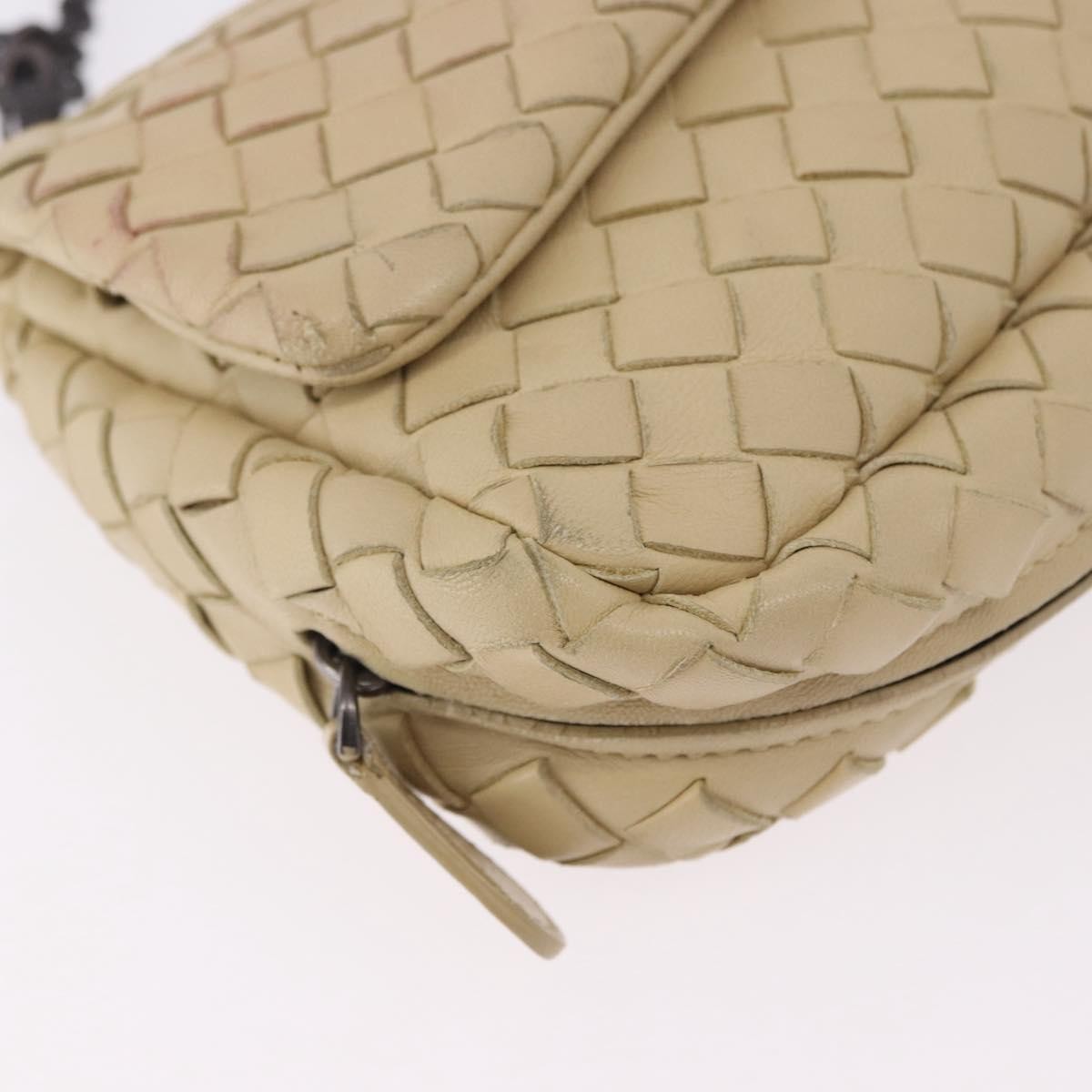 Bottega Veneta Intrecciato Shoulder Leather, Beige, Leather, Shoulder Bag