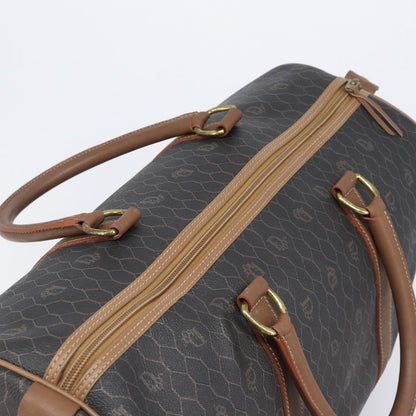 Christian Dior Vintage Honeycomb Boston Canvas and Leather, Black, Canvas, Travel Bag