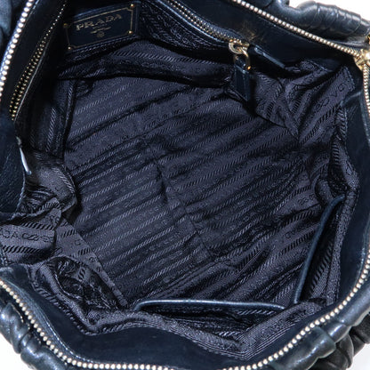 Prada Gaufre Convertible Nappa Leather, Black, Leather, Tote Bag