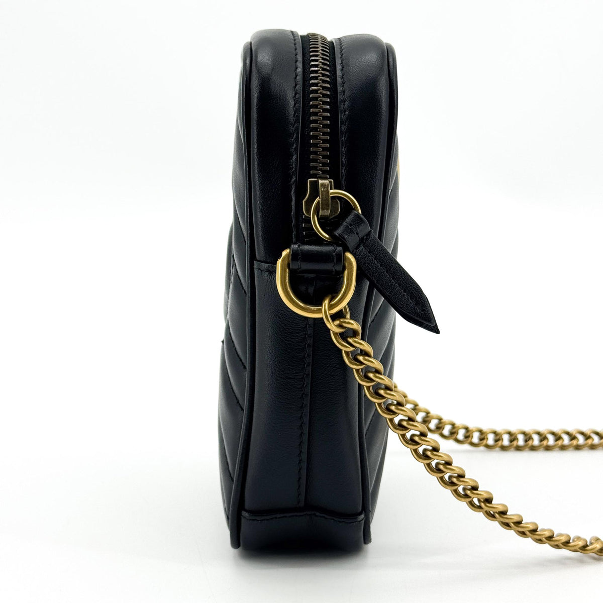 Gucci GG Marmont Matelasse Leather, Black, Leather, Shoulder Bag