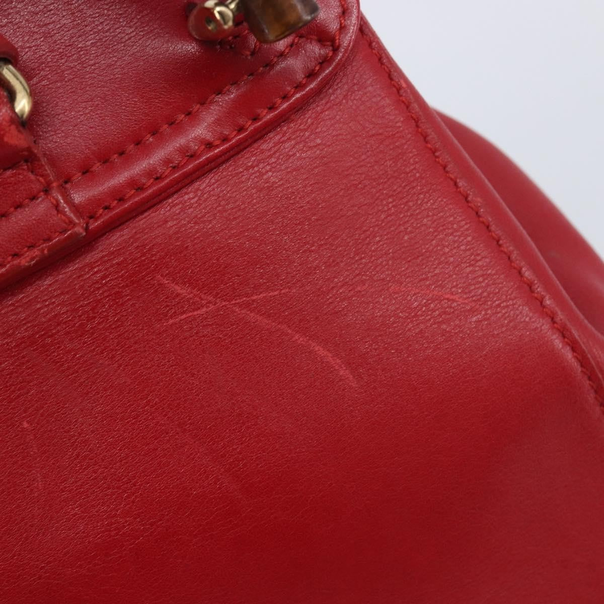 Gucci Vintage Bamboo Leather, Red, Leather, Backpack