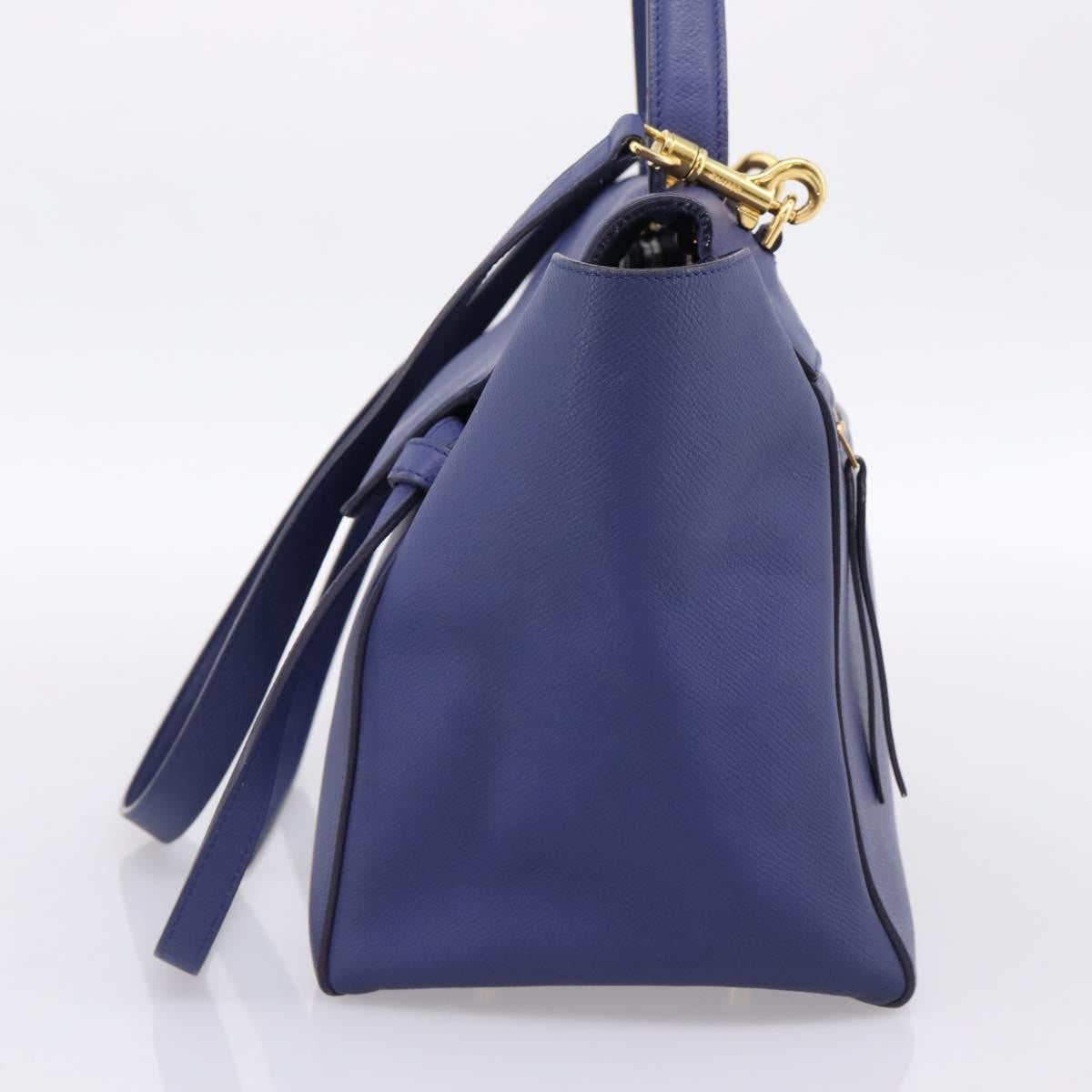Celine Belt Leather, Blue, Leather, Handbag