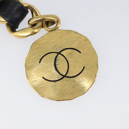 Chanel Vintage Chain Belt Metal and Leather, Black, Leather, Belt