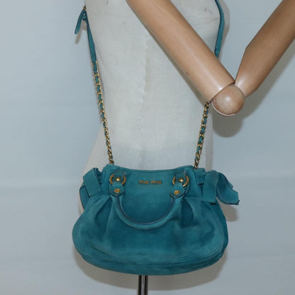 Miu Miu Shoulder Bag Suede leather, BLUE, SUEDE, Shoulder bag