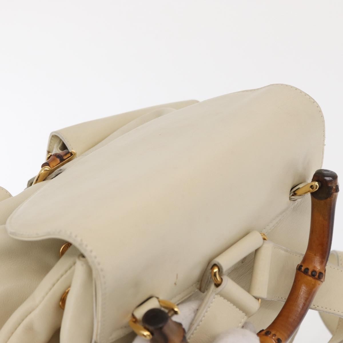 Gucci Vintage Bamboo Leather, Gold, Leather, Backpack