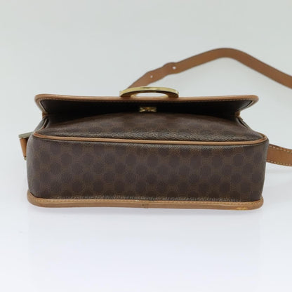 Celine Vintage Macadam Circle Logo Canvas and Leather, Brown, Canvas, Shoulder Bag