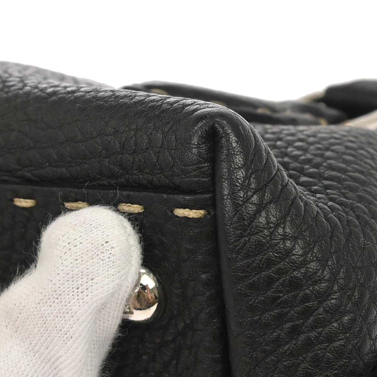 Fendi Selleria Frame Doctor Leather, Black, Leather, Handbag