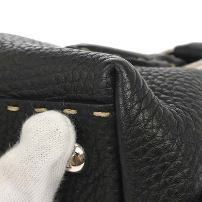 Fendi Selleria Frame Doctor Leather, Black, Leather, Handbag