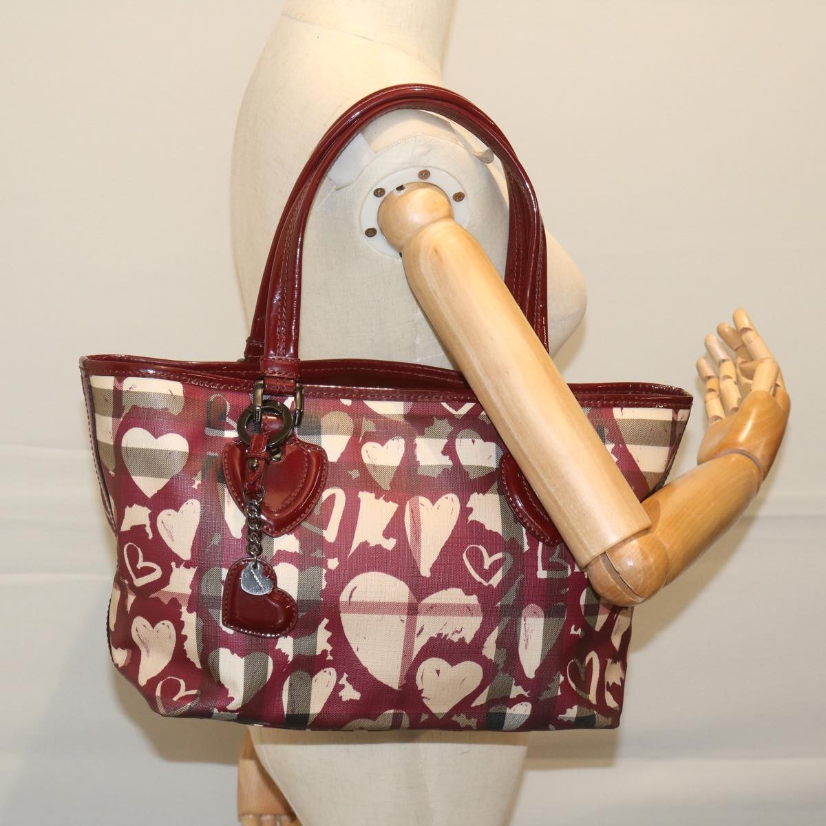 Burberry Open Nova Check Heart Coated Canvas, Multicolour, Canvas, Tote Bag