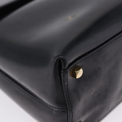 Salvatore Ferragamo Gancini Top Handle Leather, Black, Patent Leather, Handbag
