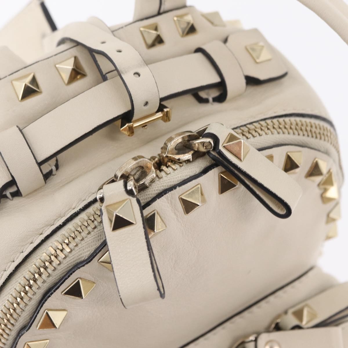 Valentino Garavani Rockstud Leather, Beige, Leather, Tote Bag