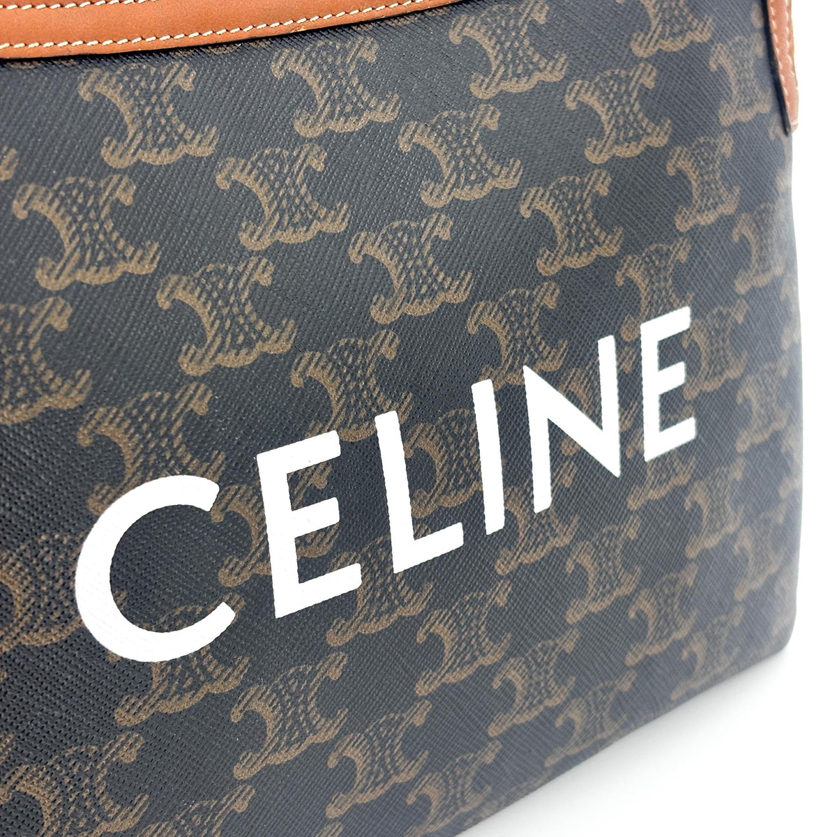 Celine Logo Zip Wristlet Triomphe Coated Canvas, Black, Canvas, Clutch