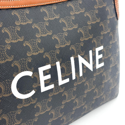 Celine Logo Zip Wristlet Triomphe Coated Canvas, Black, Canvas, Clutch