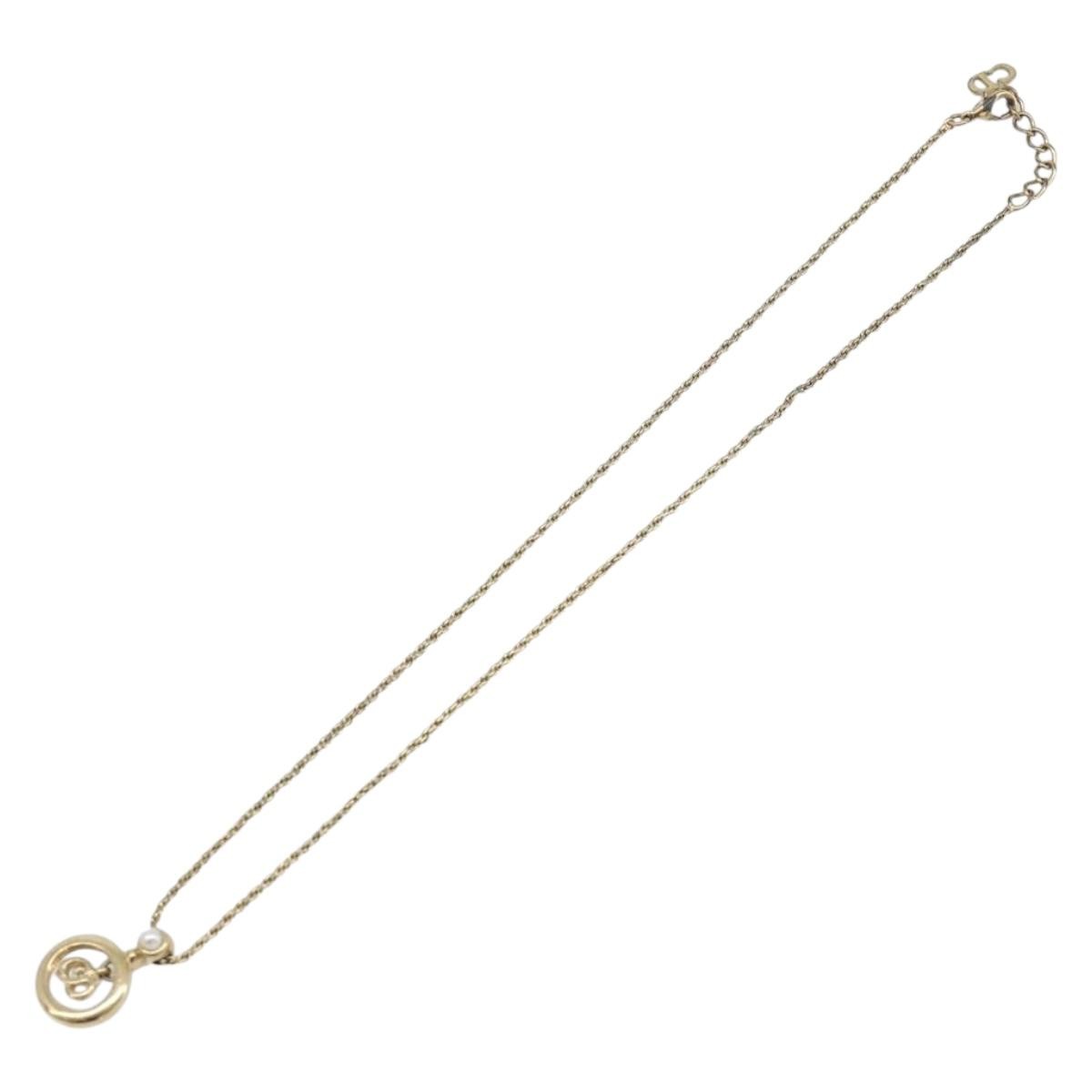 Christian Dior Vintage CD Pendant Metal, Gold, Metal, Necklace