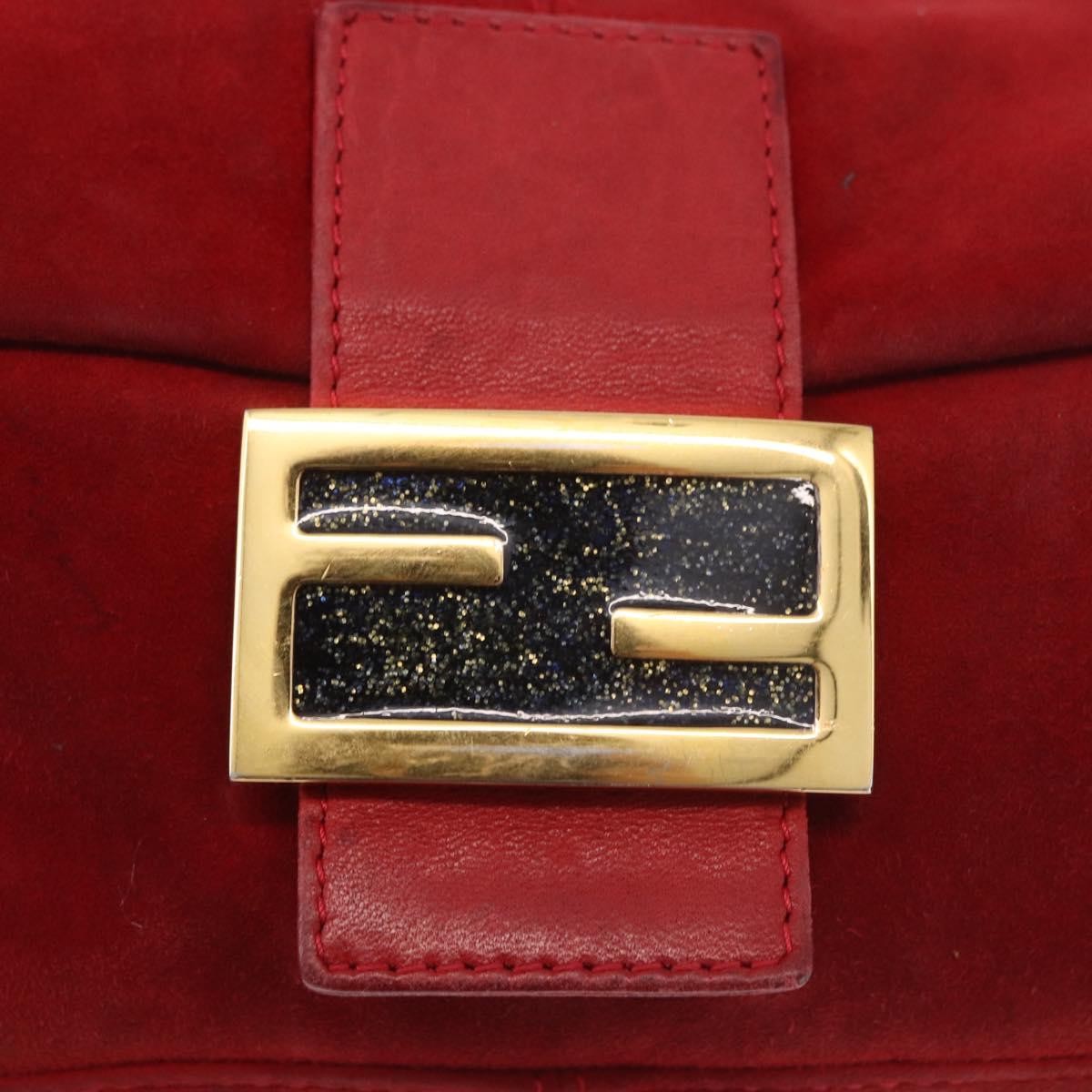 Fendi Baguette Leather, Red, Suede, Shoulder Bag