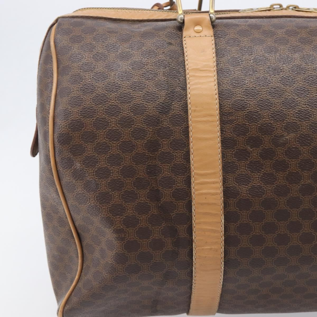 Celine Vintage Duffle Macadam Coated Canvas, Brown, Canvas, Handbag
