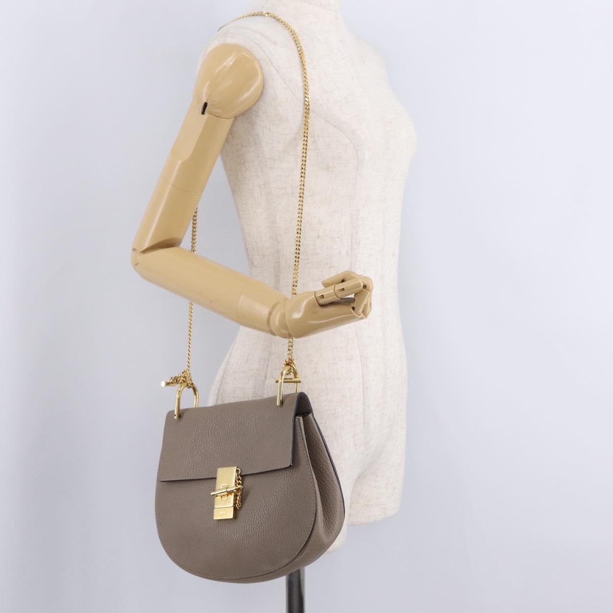 Chloe Drew Leather, Beige, Leather, Crossbody Bag