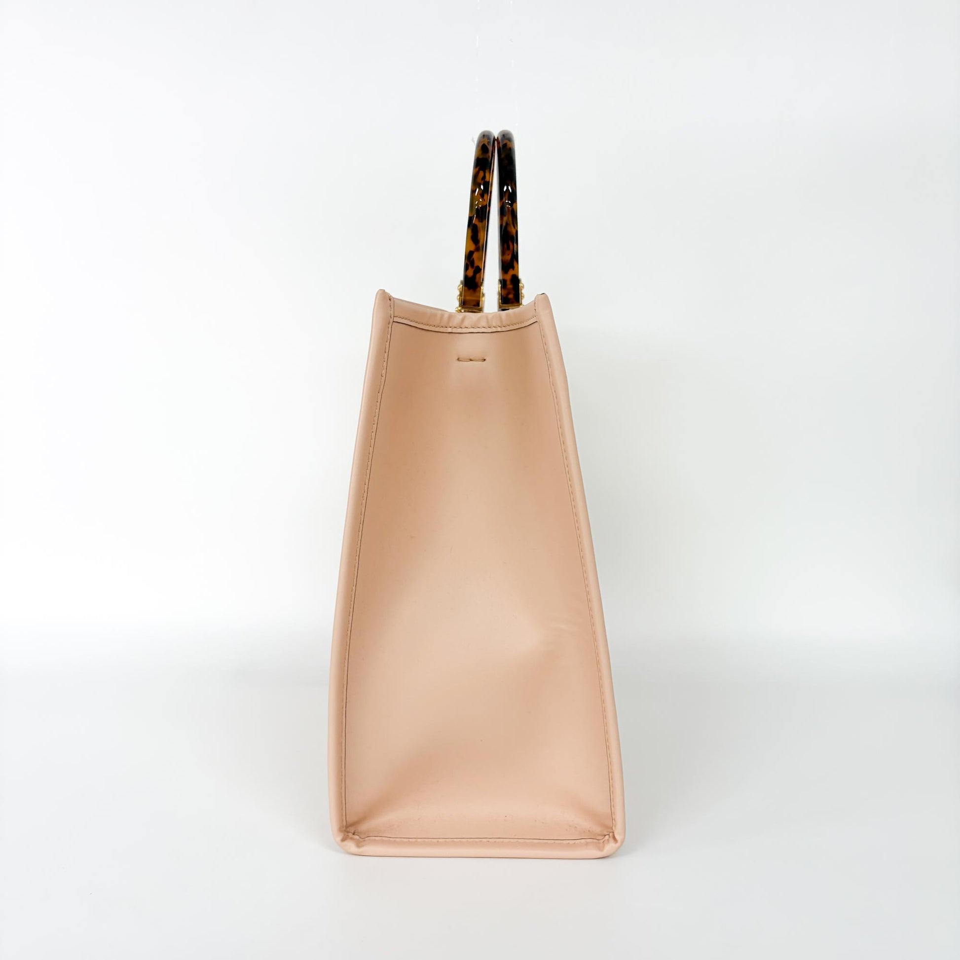 Fendi Sunshine Shopper Tote Whipstitch Leather, Pink, Leather, Tote Bag