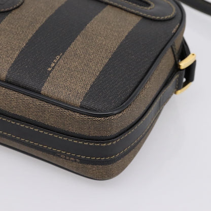 Fendi Vintage Pequin Front Pocket Coated Canvas, Brown, Canvas, Crossbody Bag