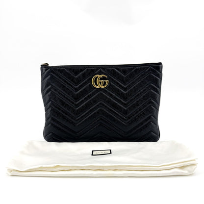 Gucci GG Marmont Pouch Matelasse Leather, Black, Leather, Clutch
