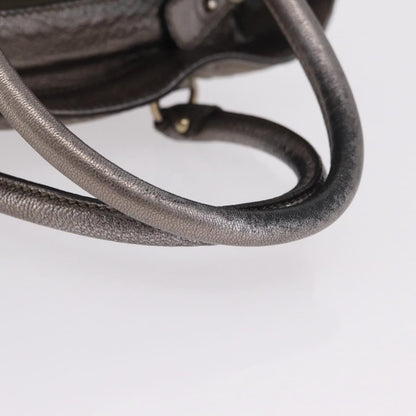 Salvatore Ferragamo Gancini Top Handle Leather, Silver, Leather, Handbag