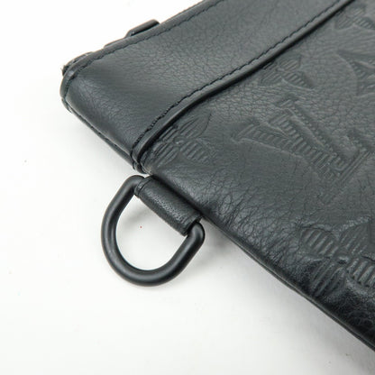Louis Vuitton Pochette To-Go Monogram Shadow Leather, Black, Leather, Clutch