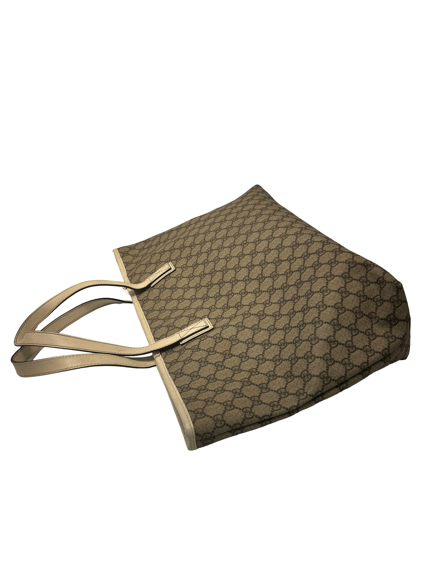 Gucci Plus Tote GG Coated Canvas with Leather, Beige, Canvas, Tote Bag