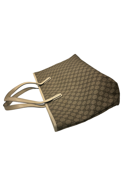 Gucci Plus Tote GG Coated Canvas with Leather, Beige, Canvas, Tote Bag