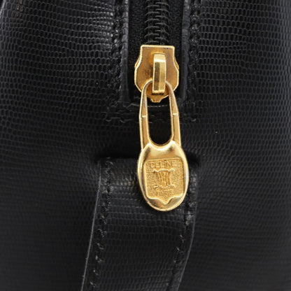 Celine Circle Logo Leather, Black, Leather, Shoulder Bag