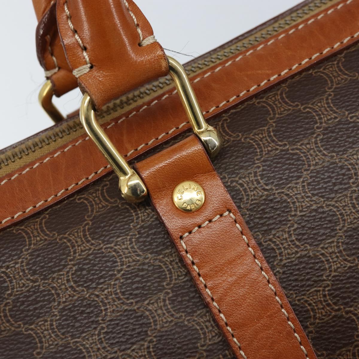 Celine Vintage Macadam Boston bag Canvas and Leather, BROWN, CANVAS, Handbag