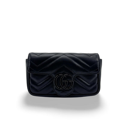 Gucci GG Marmont Flap Matelasse Leather, Black, Leather, Handbag