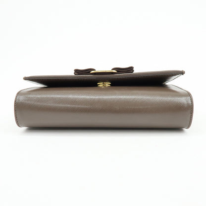 Salvatore Ferragamo Vara Bow Glitter, Brown, Leather, Crossbody Bag