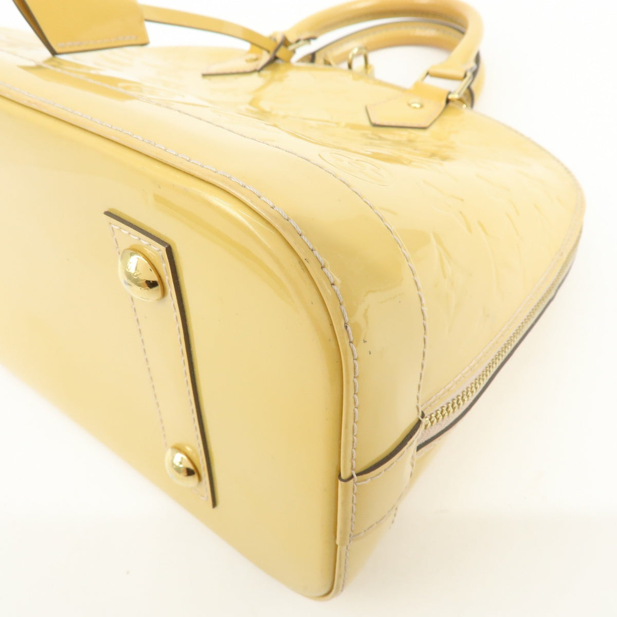 Louis Vuitton Alma Monogram Vernis, Yellow, Patent Leather, Handbag