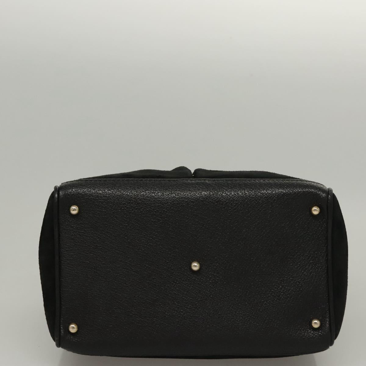 Gucci Bamboo Zip Pouch Suede, BLACK, SUEDE, Handbag